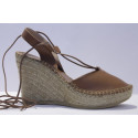 Espadrille à Semelle Compensée en cuir