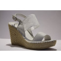 Lace and leather Wedge espadrille