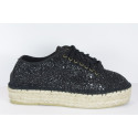 Platform trainers espadrille in glitter fabric