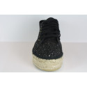 Platform trainers espadrille in glitter fabric