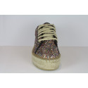 Platform trainers espadrille in glitter fabric