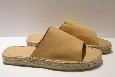 Mule espadrille cuir naturel