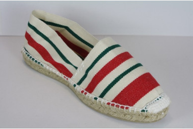 Espadrille traditionnelle cousue main rayure basque 