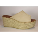 Espadrille Mule compensée en daim