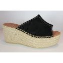 Espadrille Mule compensée en daim