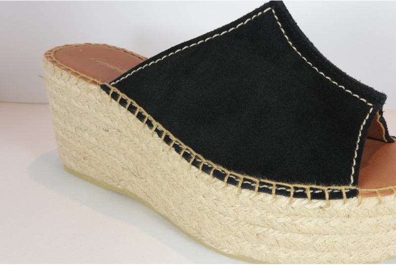 Espadrille Mule compensée en daim