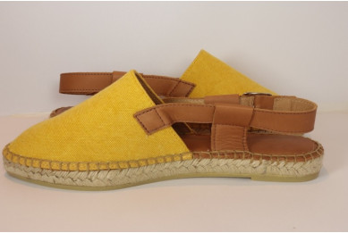 Sandale espadrille profilée en coton et cuir