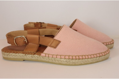 Sandale espadrille profilée en coton et cuir