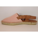 Pointy toe espadrille in stone washed and leather