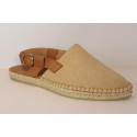 Pointy toe espadrille in stone washed and leather