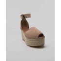 Wedge espadrille sandals in leather