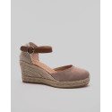 Espadrille compensée à boucle en daim