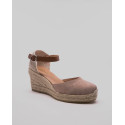 Espadrille compensée à boucle en daim