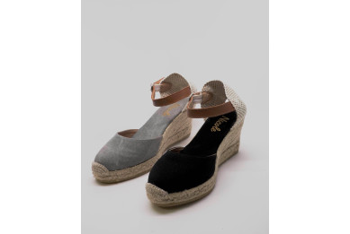 Espadrille compensée à boucle en coton