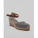 Espadrille compensée à boucle en coton