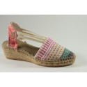 Espadrille mix jute et raphia avec élastiques