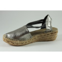 Metalic Leather espadrille with bands