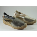 Espadrille cuir métalisé avec élastiques