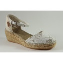 Lace espadrille with buckle