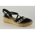 Espadrille femme ouverte élastique et léopard