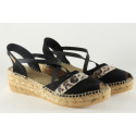 Espadrille femme ouverte élastique et léopard