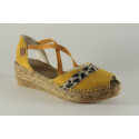 Espadrille femme ouverte élastique et léopard