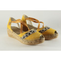 Espadrille femme ouverte élastique et léopard