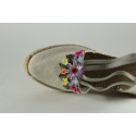 Espadrille compensée Fleurs et élastiques