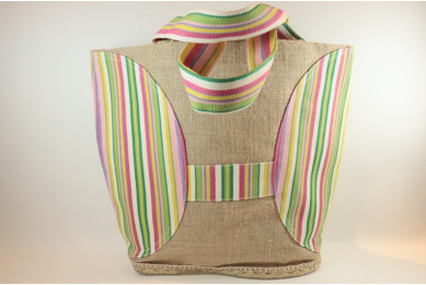 Bag natural fiber and espadrille cotton pink green yellow