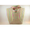 Sac jute naturel et coton espadrille jaune vert rose