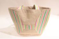 Sac jute naturel et coton espadrille jaune vert rose