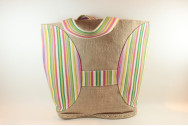 Sac jute naturel et coton espadrille jaune vert rose