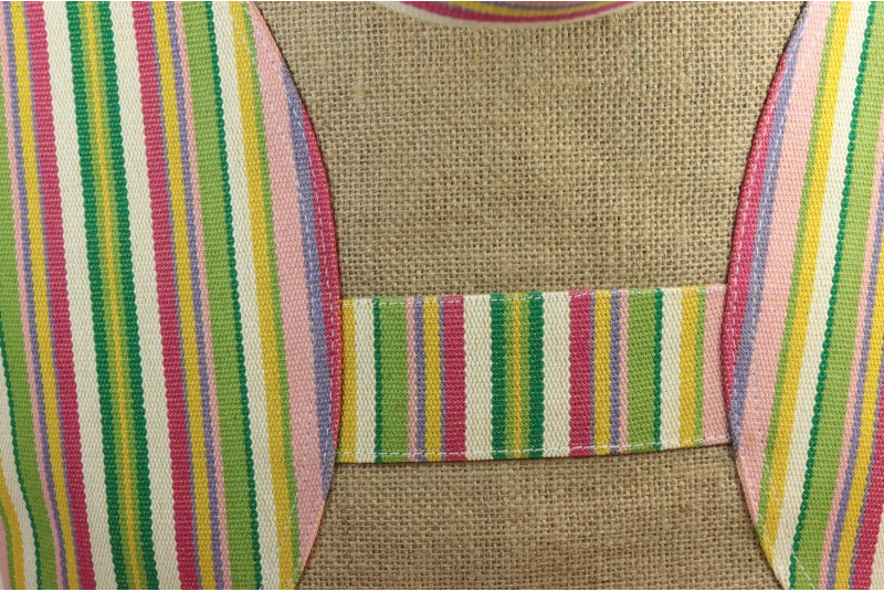 Sac jute naturel et coton espadrille jaune vert rose