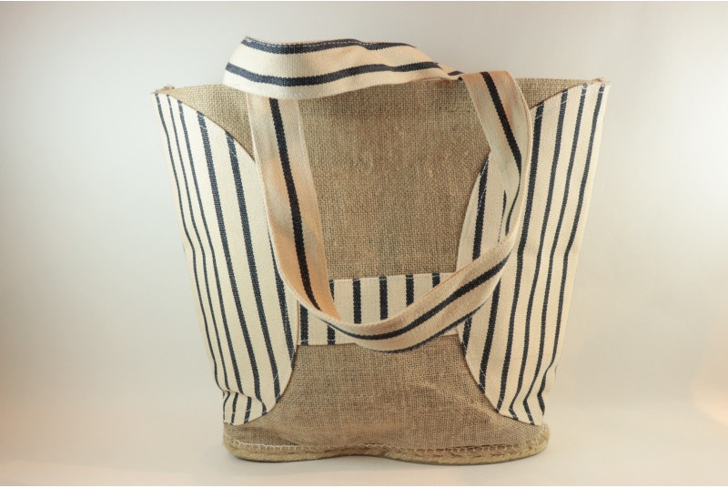Bag natural fiber and espadrille cotton stripe breton