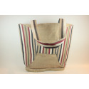 Sac jute naturel et coton espadrille rayure bordeaux