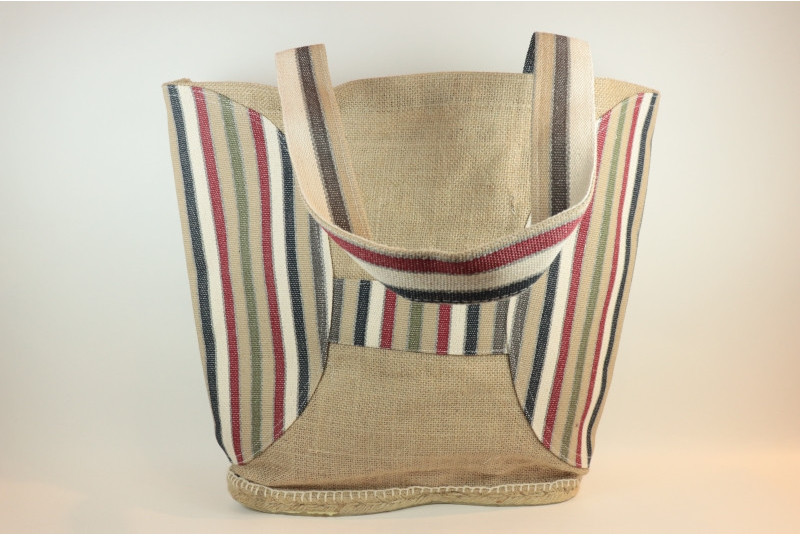 Bag natural fiber and espadrille cotton bordeaux stripe