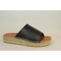 Espadrille en cuir façon mule avec talon plateforme