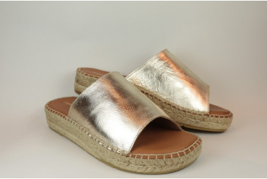 Espadrille en cuir façon mule avec talon plateforme