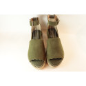 Espadrille nu-pieds vagues avec talon compensé