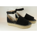 Espadrille nu-pieds vagues avec talon compensé