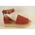 Espadrille nu-pieds vagues avec talon compensé