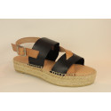 Espadrille nu-pieds bicolore en cuir naturel