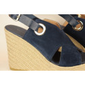 Espadrille compensée cuir avec détail œillet