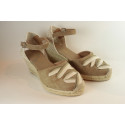 Espadrille compensée Valencienne avec lacets croisés et boucle