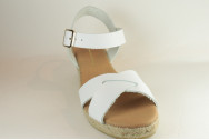 Espadrille sandale en cuir nu-pieds avec talon compensé