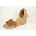 Espadrille avec bride croisée et talon tressé coloré