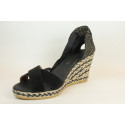 Espadrille avec bride croisée et talon tressé coloré