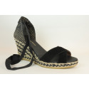 Espadrille avec bride croisée et talon tressé coloré