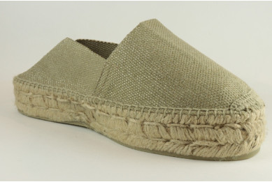 Espadrille plateforme à paillettes en coton et fil doré