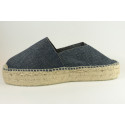 Espadrille plateforme à paillettes en coton et fil doré